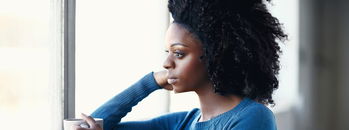 Woman reflecting on what her life would be like without depression in Roxbury